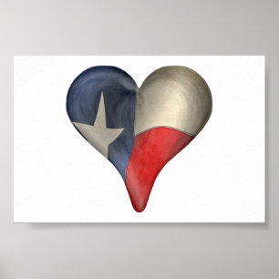 Poster Le drapeau de l'État du Texas dans un coeur