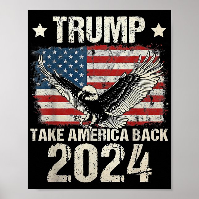 Poster Le drapeau de Trump 2024 reprend l'Amérique hommes (Devant)