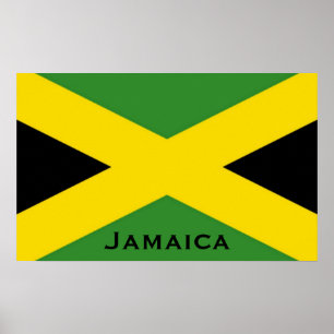 Poster Le drapeau jamaïcain à la limite avec le mot jamaï