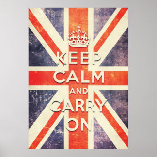 Poster Le drapeau vintage Union Jack garde le calme et co