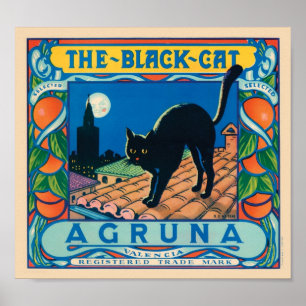 Poster Le Étiquette Vintage Cat Agruna Black Cat