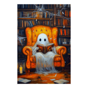 Poster Le fantôme des livres   Cosy Halloween Library Scè