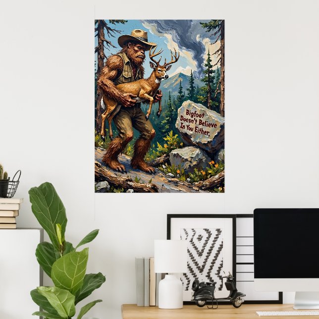 Poster Le fardeau du croyant : une position de Bigfoot (Bureau à domicile)