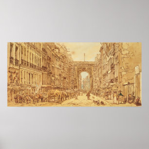 Poster Le Faubourg et la Porte Saint-Denis, 1801