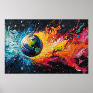 Poster Le feu et l'eau entourent la Terre
