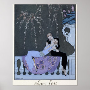 Poster Le feu, illustration pour des "fêtes Galantes" pa