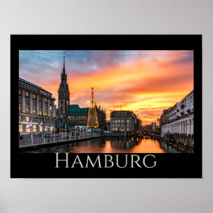 Poster Le front de mer Pittoresque de Hambourg