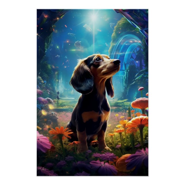 Poster Le Futurisme Jardin de Dachshund (Devant)