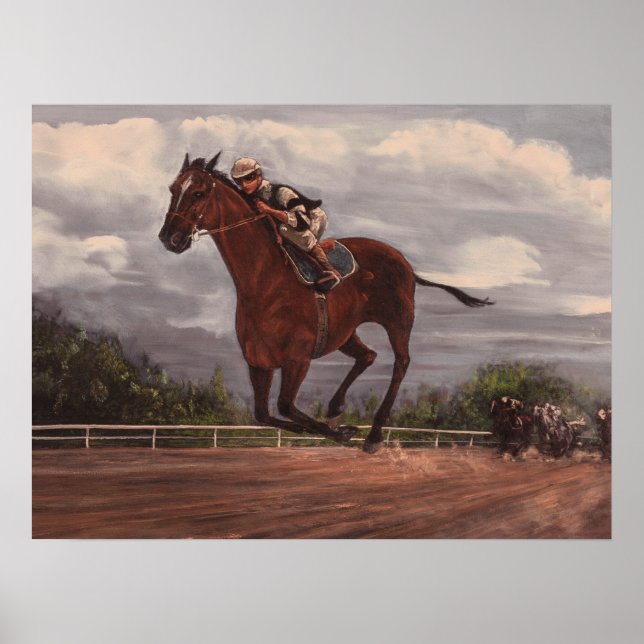 Poster Le gagnant- Thoroughbred Horse Racing Paining (Devant)