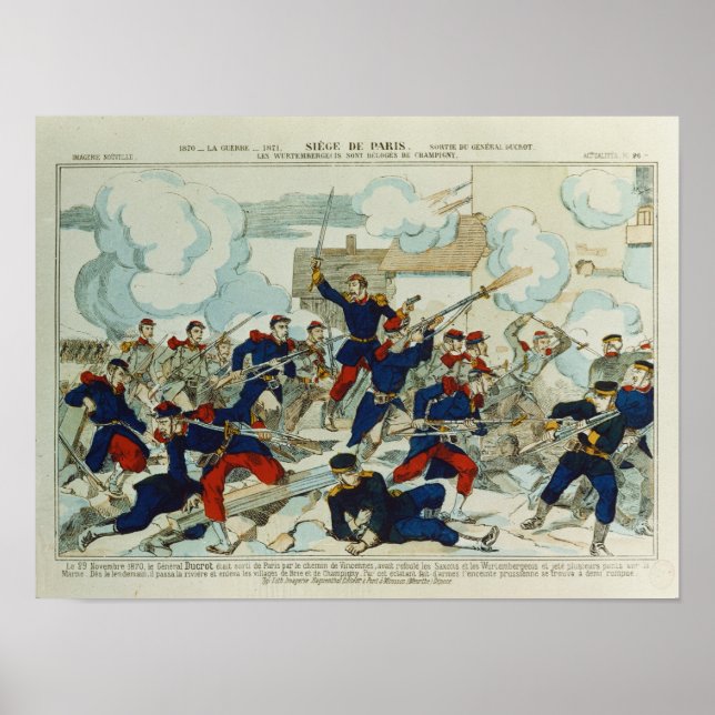 Poster Le général Ducrot à la bataille de Champigny (Devant)