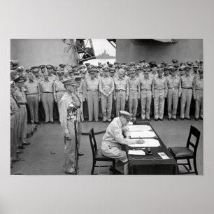 Poster Le général MacArthur signe la reddition japonaise