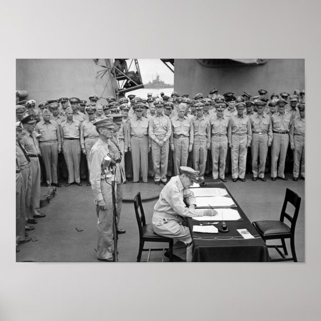 Poster Le général MacArthur signe la reddition japonaise (Devant)