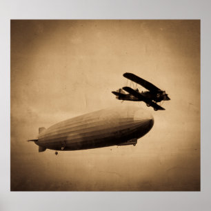 Poster Le Graf Zeppelin Approaching New York City 1928