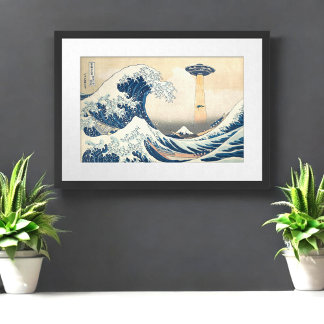 Poster Le grand enlèvement de Kanagawa Hokusai Remix