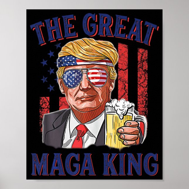 Poster Le Grand Maga King amusant Trump Beer US Drapeau U (Devant)