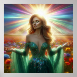 Poster Le grand mur de robe verte 40x40