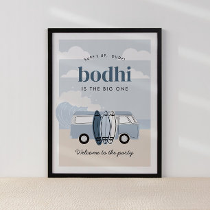 Poster Le grand Surf de plage des garçons à l'anniversair