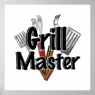 Poster Le Grill Master avec outils pour barbecue