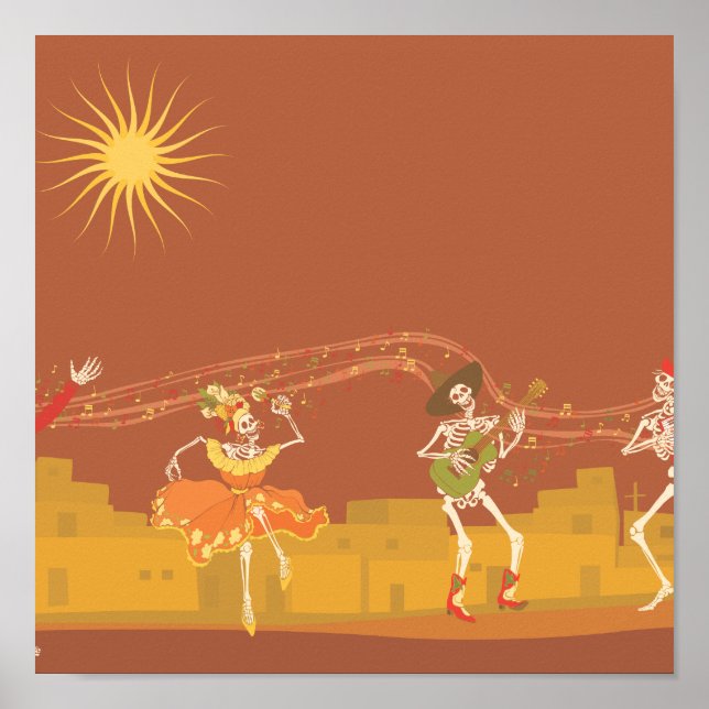 Poster Le groupe de squelettes le jour des morts (Devant)