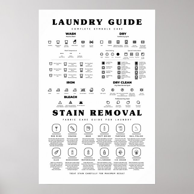 Poster Le Guide De Blanchisserie Symboles Soin Avec Enlèv (Devant)