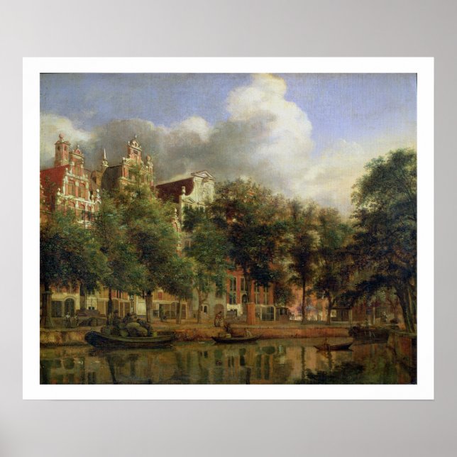 Poster Le Herengracht, Amsterdam (huile sur panneau) (Devant)