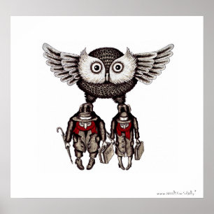 Poster Le hibou avec deux personnes soustraient l'affiche