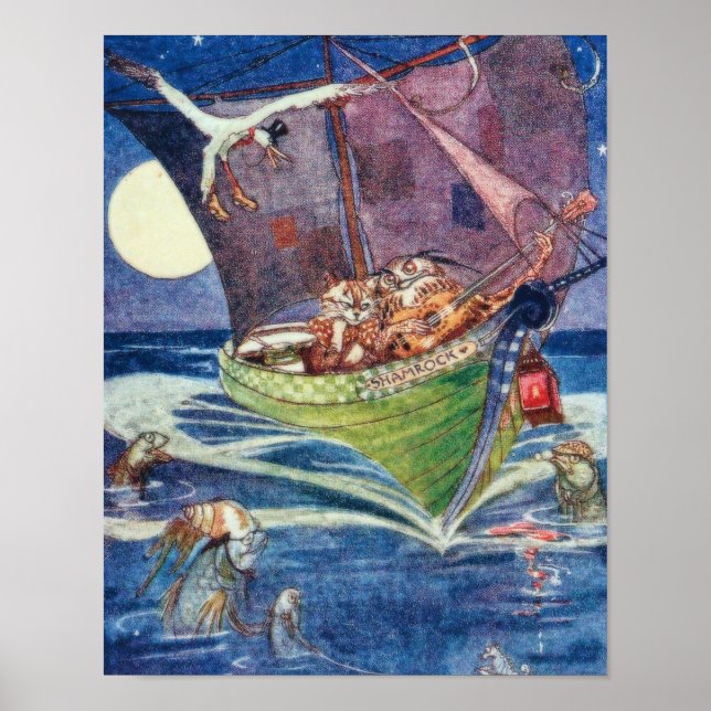 Poster Le Hibou et la Chatte William Pogany Fine Art (Devant)