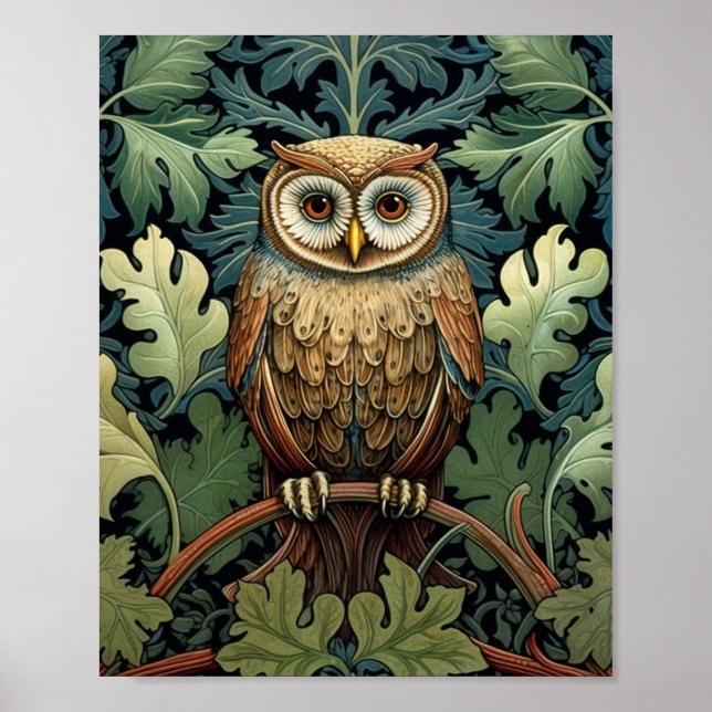 Poster Le hibou sur un chêne (Devant)