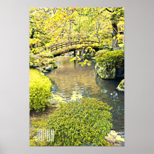 Poster Le Japon voyage jardin japonais traditionnel
