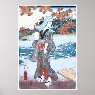 Poster Le Japonais Ukiyo-e Momiji à onna par Kunisada