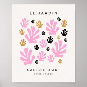 Poster Le Jardin 01 Botanique Rose Et Or Feuille Moderne