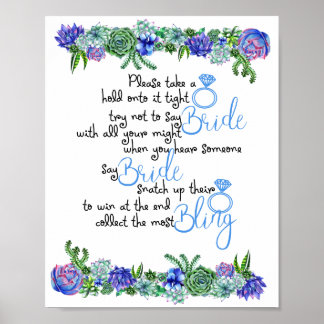 Poster Le jeu de la bague Succulent Fête des mariées jeu