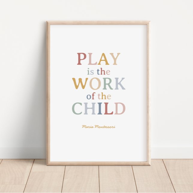 Poster Le jeu est l'oeuvre de l'enfant Maria Montessori (Créateur téléchargé)