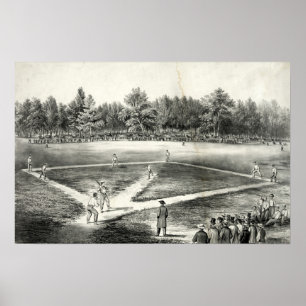 Poster Le jeu national américain de baseball - 1866