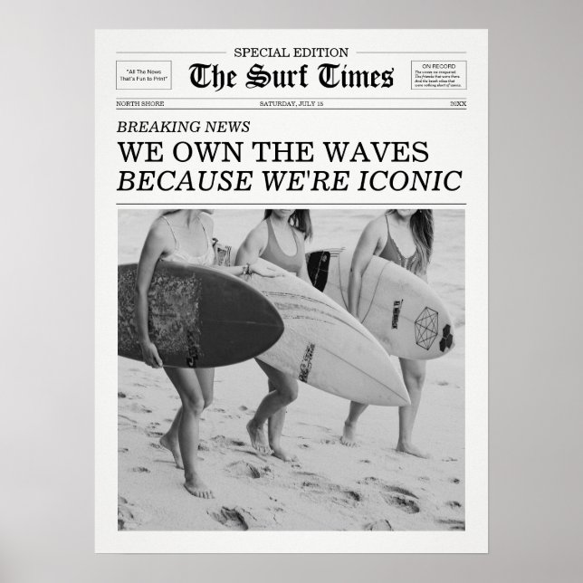 Poster Le Journal Surf Times Nous Possédons Les Vagues (Devant)