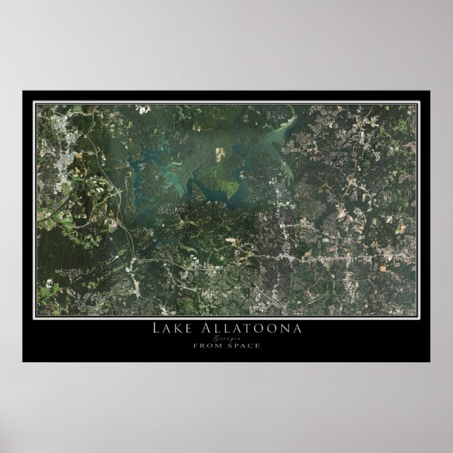 Poster Le lac Allatoona Géorgie Carte satellite (Devant)