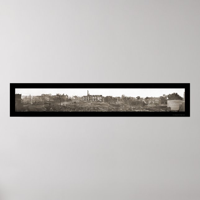 Poster Le lac Charles LA brûlé photo 1910 (Devant)