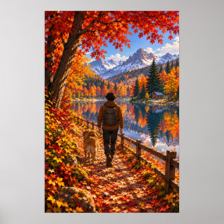 Poster Le lac d'automne du vagabond