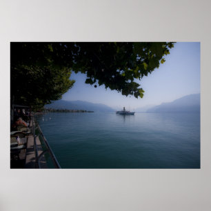 Poster Le Lac Léman avec le vapeur de palette