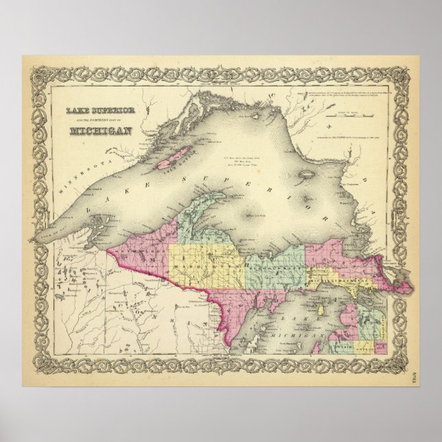 Poster Le Lac Supérieur Et La Partie Nord Du Michigan (Devant)
