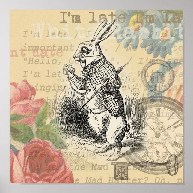 Poster Le lapin blanc Alice au pays des merveilles (Devant)