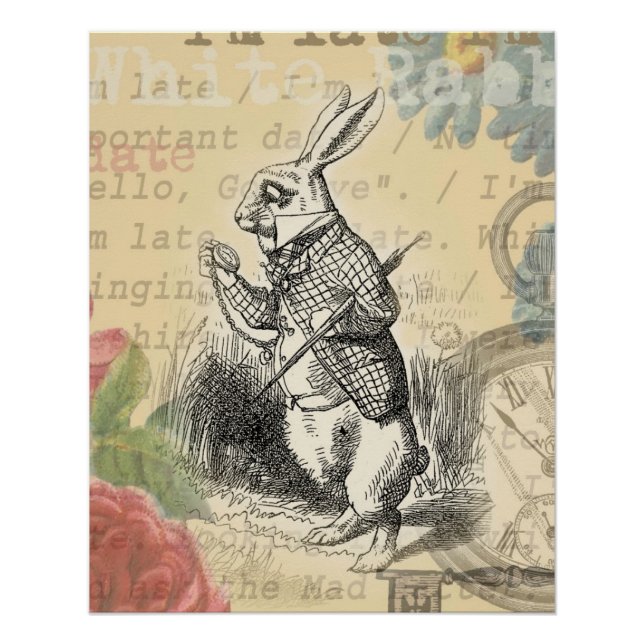 Poster Le lapin blanc Alice au pays des merveilles (Devant)