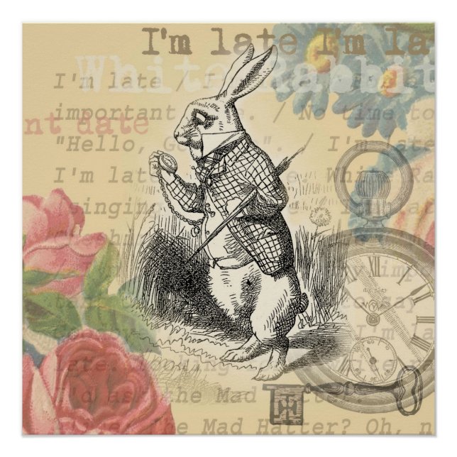 Poster Le lapin blanc Alice au pays des merveilles (Devant)