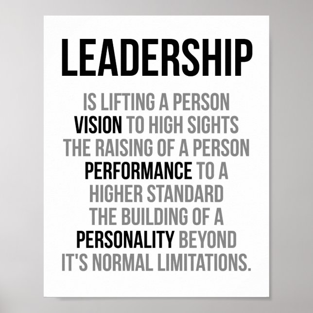 Poster Le Leadership, C'Est La Levée D'Une Vision Personn (Devant)