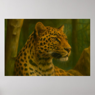 Poster Le léopard dans la forêt