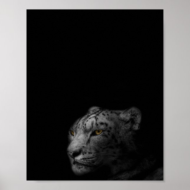 Poster Le Leopard, photo moderne en noir et blanc (Devant)