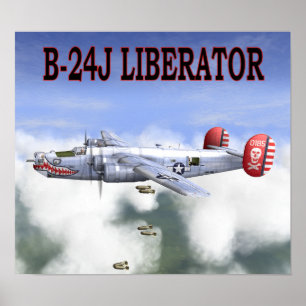 POSTER LE LIBÉRATEUR DE B-24J BOMBARDE LOIN