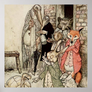 Poster "Le lièvre et la tortue" d'Arthur Rackham