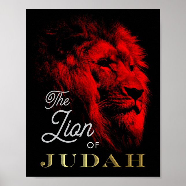 Poster Le Lion de Juda Black Red Gold Christian (Devant)