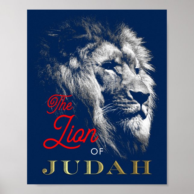 Poster Le Lion de Juda Marine Blue Red Gold Christian (Devant)